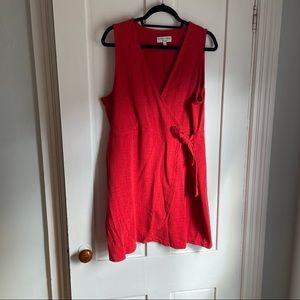 Texture & Thread Madewell Dress | Faux Wrap, Red, Sleeveless